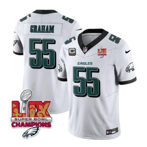 Philadelphia Eagles #55 Brandon Graham White 2025 Eagles Logo Super Bowl LIX Patch And 4-Star C Patch New F.U.S.E. Vapor Limited Stitched Jersey