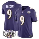 Baltimore Ravens #9 Justin Tucker Purple F.U.S.E. 2024 AFC North Division Champions Vapor Limited Jersey