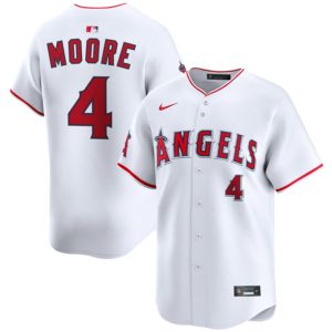 Los Angeles Angels #4 Christian Moore White Home Limited Stitched Jersey