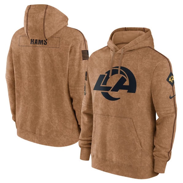 Los Angeles Rams 2023 Brown Salute To Service Pullover Hoodie