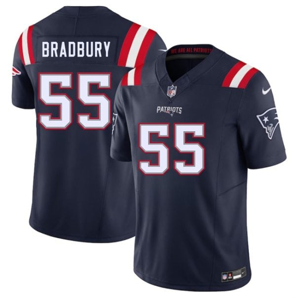 New England Patriots #55 Garrett Bradbury Navy 2025 F.U.S.E. Vapor Limited Stitched Jersey