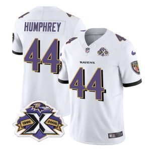 Baltimore Ravens #44 Marlon Humphrey White 2023 F.U.S.E With Patch Throwback Vapor Limited Stitched Jersey