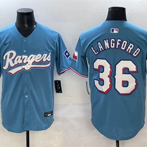 Texas Rangers #36 Wyatt Langford Blue Limited Stitched Jersey