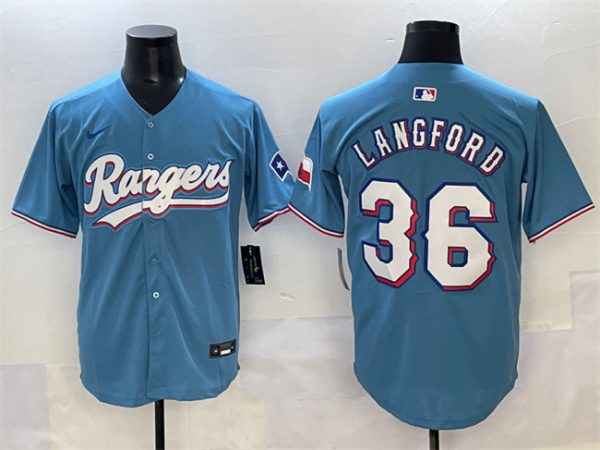 Texas Rangers #36 Wyatt Langford Blue Limited Stitched Jersey