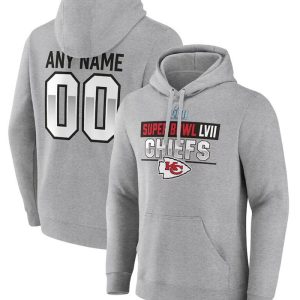 Kansas City Chiefs Active Player Custom Grey Super Bowl LVII Name Number Pullover Hoodie