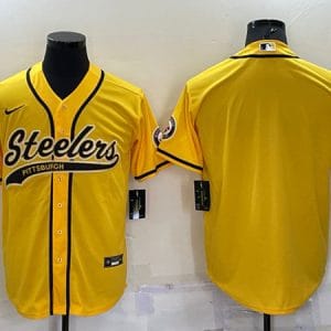 Pittsburgh Steelers Blank Yellow With Patch Cool Base Stitched Baseball Jersey