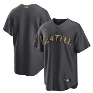 Seattle Mariners Blank 2022 All-Star Charcoal Cool Base Stitched Jersey