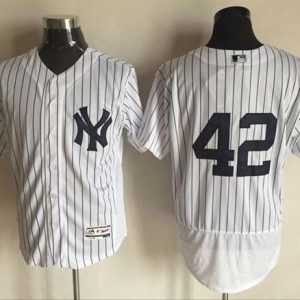Yankees #42 Mariano Rivera White Strip Flexbase Authentic Collection Stitched Jersey