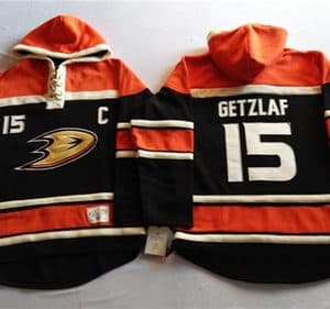 Ducks #15 Ryan Getzlaf Black Sawyer Hooded Sweatshirt Stitched Jersey