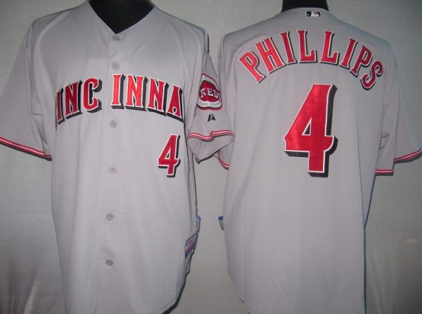 Reds #4 Brandon Phillips Grey Cool Base Stitched Jersey