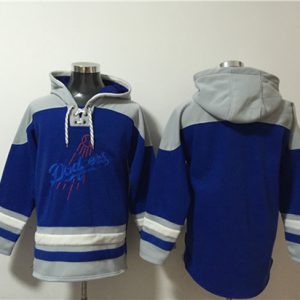 Los Angeles Dodgers Blank Blue Ageless Must-Have Lace-Up Pullover Hoodie
