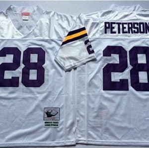 Mitchell And Ness Vikings #28 Adrian Peterson White Throwback Stitched Jersey