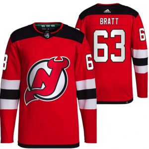 New Jersey Devils #63 Jesper Bratt Red Stitched Jersey