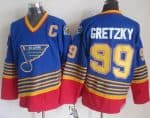 Blues #99 Wayne Gretzky Light Blue Red CCM Throwback Stitched Jersey