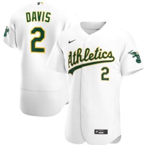 Oakland Athletics White #2 Khris Davis Flex Base StitchedJersey