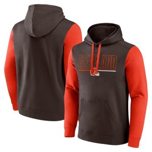 Cleveland Browns Brown Orange Outline Pullover Hoodie
