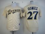 Brewers #27 Carlos Gomez Cream YOUniform Cool Base Stitched Jersey