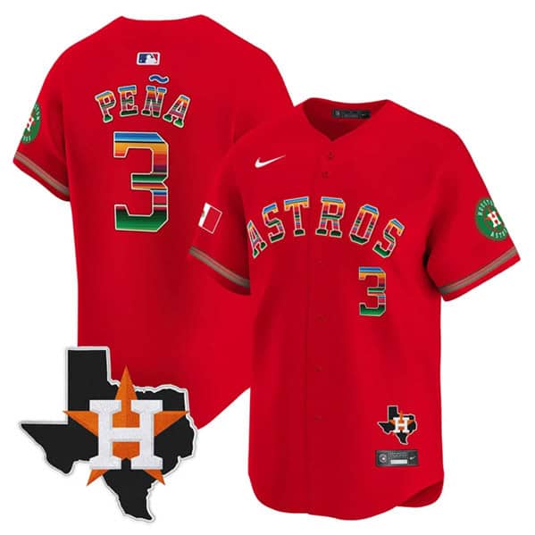Houston Astros #3 Jeremy PeNa Red Mexico Texas Patch Vapor Premier Limited Cool Base Stitched Jersey
