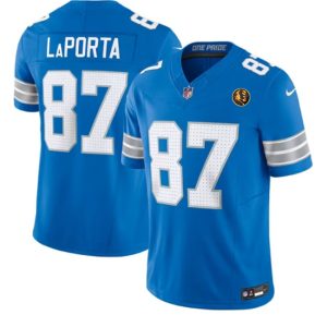 Detroit Lions #87 Sam LaPorta Blue 2024 F.U.S.E. With John Madden PatchVapor Limited Stitched Jersey