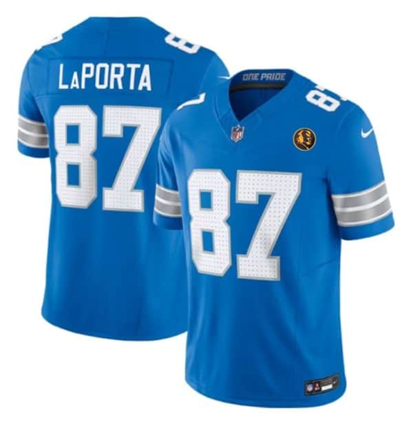 Detroit Lions #87 Sam LaPorta Blue 2024 F.U.S.E. With John Madden PatchVapor Limited Stitched Jersey