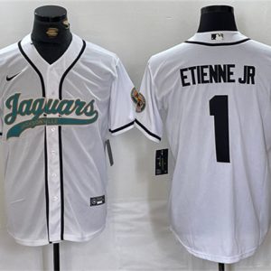 Jacksonville Jaguars #1 Travis Etienne Jr. White With Patch Cool Base Stitched Jersey