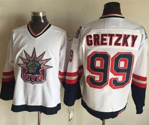 Rangers #99 Wayne Gretzky White CCM Statue Of Liberty Stitched Jersey