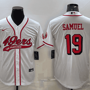 San Francisco 49ers #19 Deebo Samuel New White With Patch Cool Base Stitched Baseball Jersey