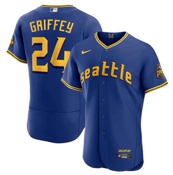 Seattle Mariners #24 Ken Griffey Jr. Royal 2023 City Connect Flex Base Stitched Jersey