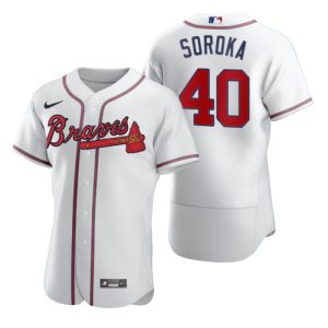 Atlanta Braves White #40 Mike Soroka 2020 Flex Base Stitched Jersey