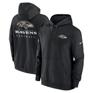 Baltimore Ravens Black Sideline Club Fleece Pullover Hoodie