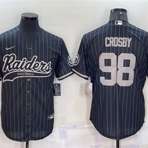 Las Vegas Raiders #98 Maxx Crosby Black With Patch Cool Base Stitched Baseball Jersey