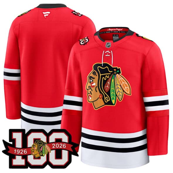 Chicago Blackhawks Blank Red 2025 Home 100th Anniversary Stitched Jersey