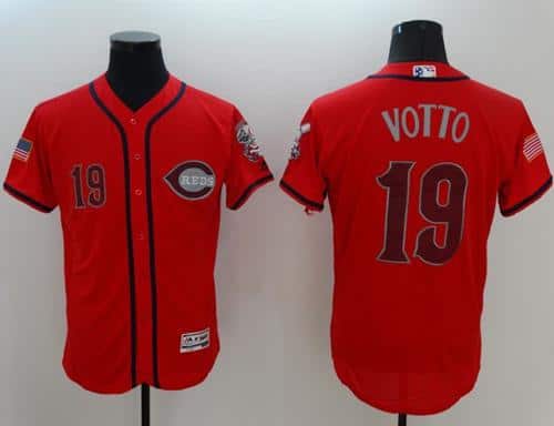 Reds #19 Joey Votto Red Fashion Stars Stripes Flexbase Authentic Stitched Jersey
