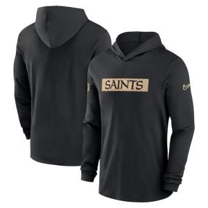 New Orleans Saints Black Sideline Performance Hoodie