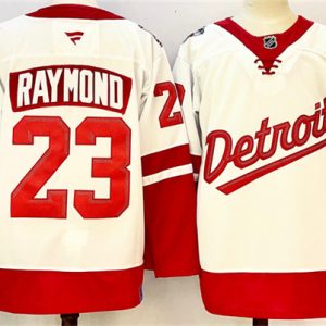 Detroit Red Wings #23 Lucas Raymond White Red 2024-25 Stitched Jersey