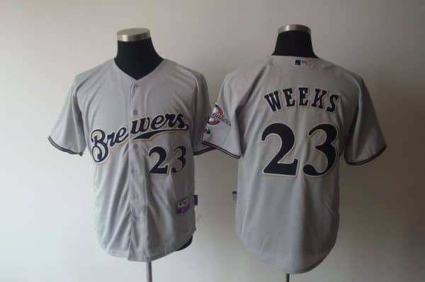 Brewers #23 Rickie Weeks Stitched Grey Jersey