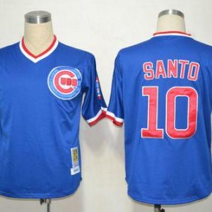Mitchell And Ness Cubs #10 Ron Santo Stitched Blue Throwback Jersey