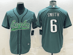 Philadelphia Eagles #6 DeVonta Smith Green With Patch Cool Base Stitched Baseball Jersey