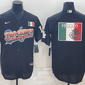 Los Angeles Dodgers Black Team Big Logo Cool Base Stitched Jersey