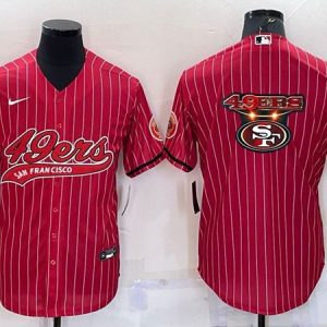 San Francisco 49ers Red Team Big Logo With Patch Cool Base Stitched Baseball Jersey