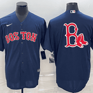 Boston Red Sox Navy Team Big Logo Cool Base Stitched Jersey