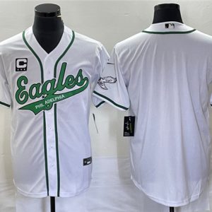 Philadelphia Eagles Blank White With C Patch Cool Base Stitched Jersey