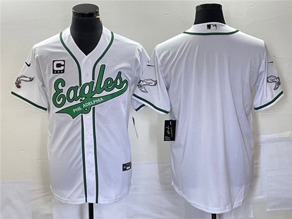 Philadelphia Eagles Blank White With C Patch Cool Base Stitched Jersey
