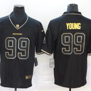 Washington Redskins #99 Chase Young Black Golden Stitched Jersey