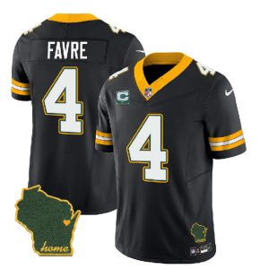 Green Bay Packers #4 Brett Favre Black 2023 F.U.S.E. Home Patch And 1-Star C Patch Vapor Untouchable Limited Stitched Jersey