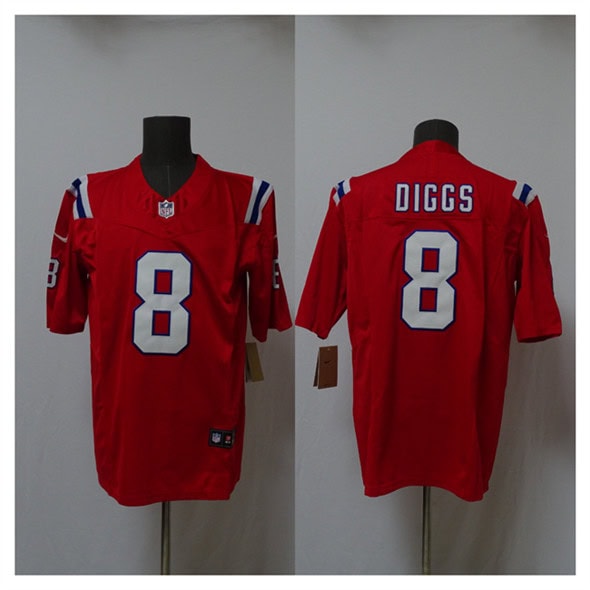 New England Patriots #8 Stefon Diggs Red 2025 Vapor Limited Stitched Jersey