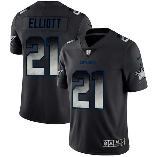 Dallas Cowboys #21 Ezekiel Elliott Black 2019 Smoke Fashion Limited Stitched Jersey