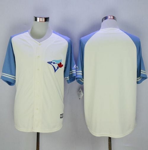 Blue Jays Blank Cream Blue Exclusive New Cool Base Stitched Jersey