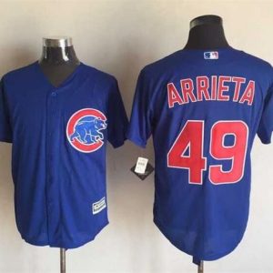 Cubs #49 Jake Arrieta Blue New Cool Base Stitched Jersey