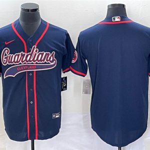 Cleveland Guardians Blank Navy Cool Base Stitched Jersey